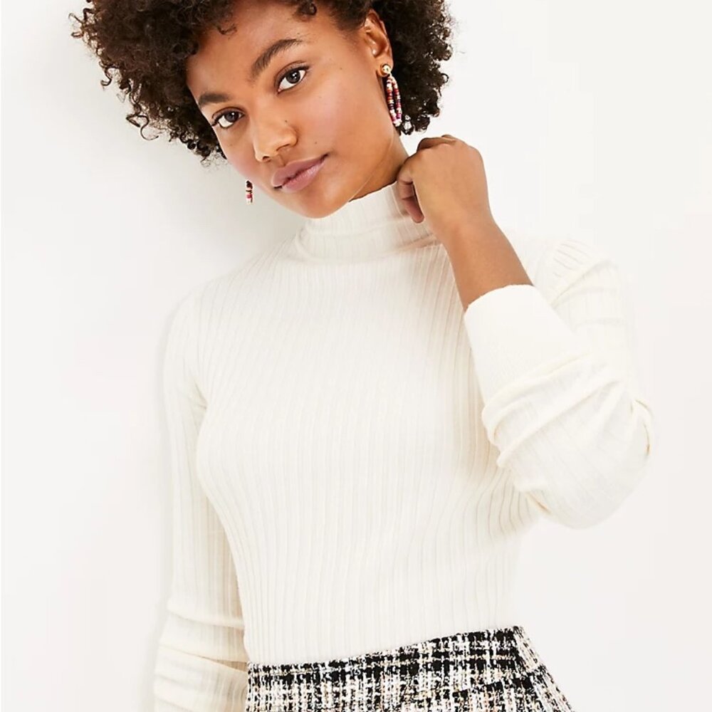 LOFT Ribbed Turtleneck Sweater, Size S